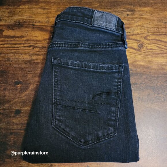 American Eagle Jeans 2 S Super Hi Rise Jegging Super Stretch X Black Wash Denim - Picture 3 of 12